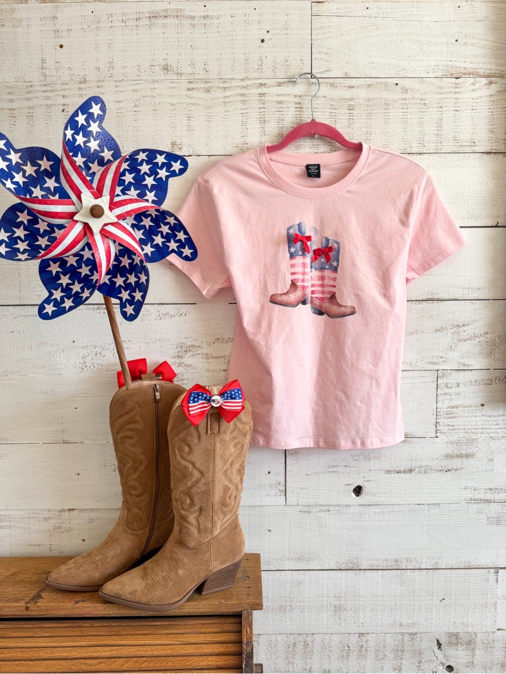 Pink Graphic Boot Tee